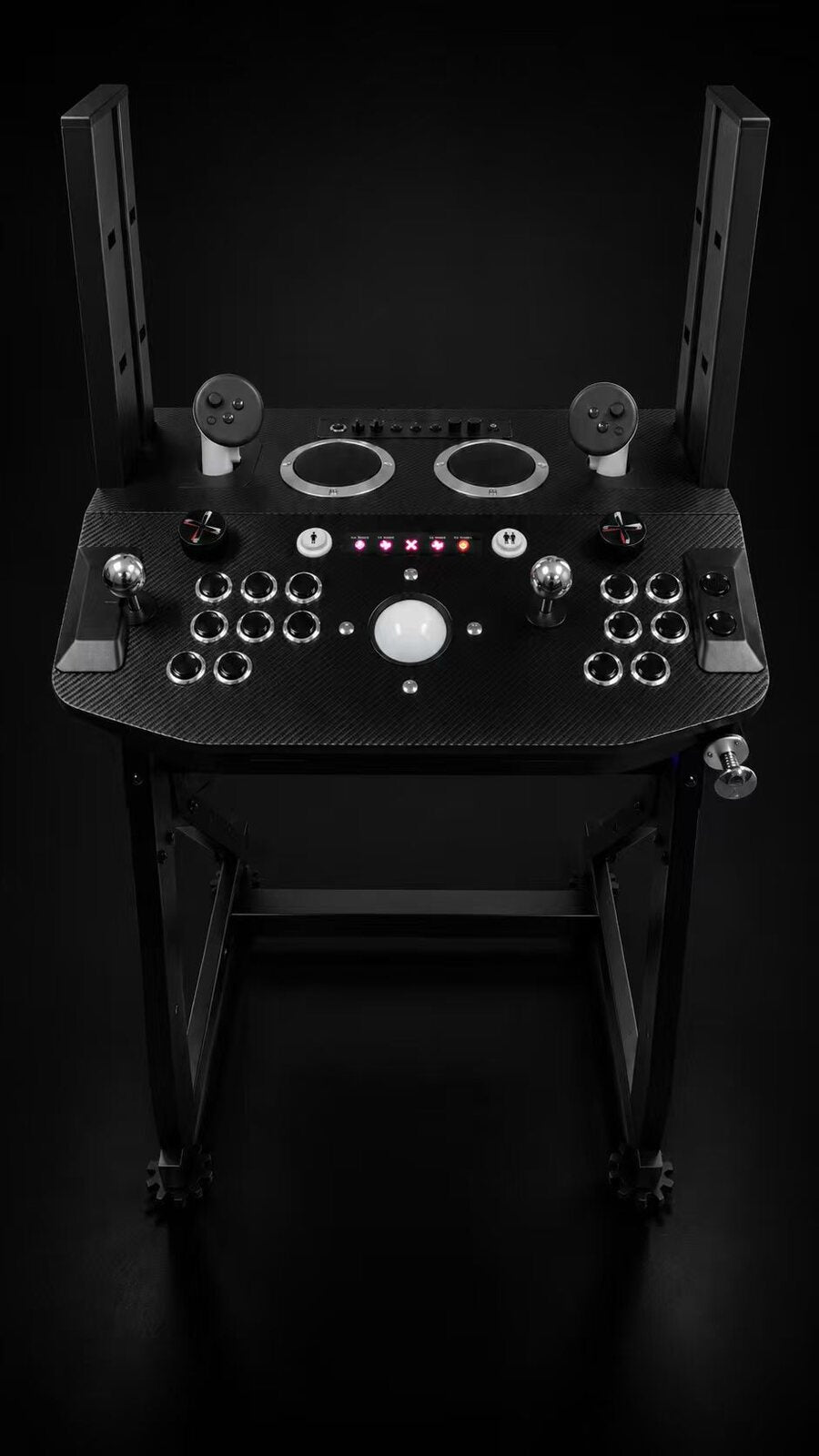 Arcade2TV-XR MAX arcade controller standing on its matching pedestal, front view