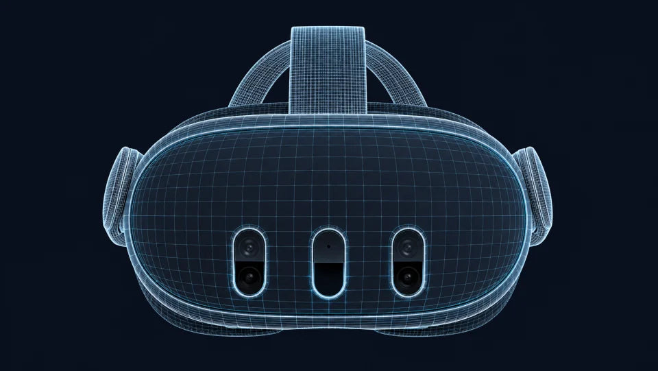 Wireframe illustration of the Meta Quest™ 3 headset